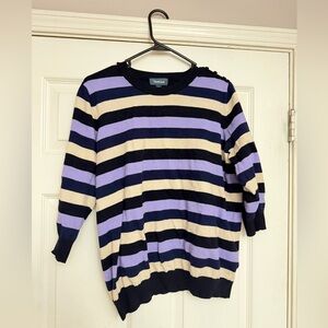 ModCloth Striped Lightweight Sweater - Lavender, Cream, Black